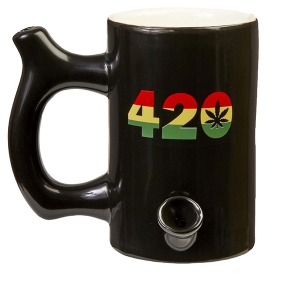 420 Black Mug with Rasta Colors - Picture 1 of 1